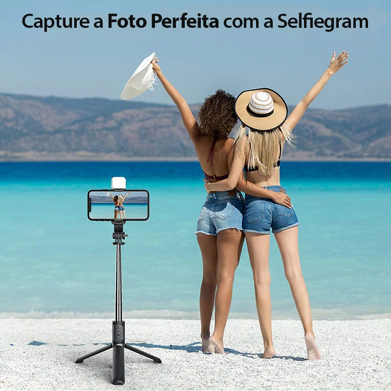 Selfiegram- Luz Integrada Tripé Multifunções 4 em 1